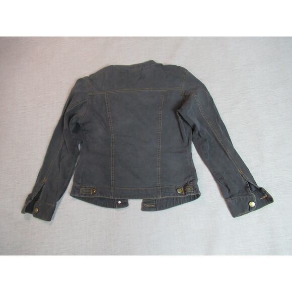 Vintage Contempo Casuals Jean Jacket Women Size M Gray Denim Biker Retro Grunge - Picture 7 of 10